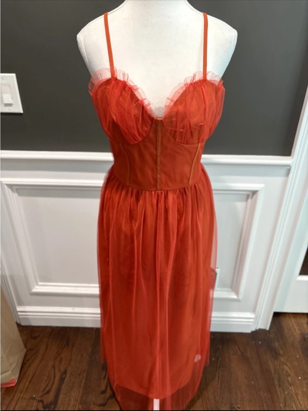 Terracotta/rust Fairycore Tulle Bustier Maxi Dress - Picture 8 of 12